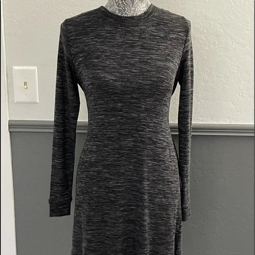 Max Studio Black Marled Knit Tie Waist Dress XS NWT $98